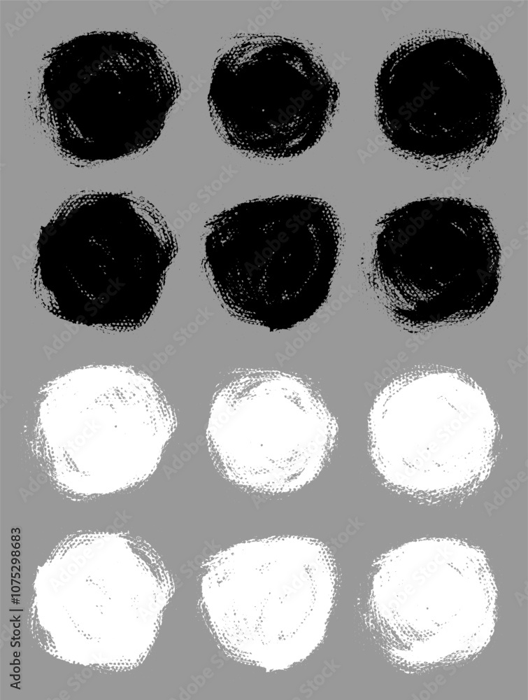 Aufkleber round brush strokes vector. painted rounds collection. grunge text boxes or textured backgrounds set