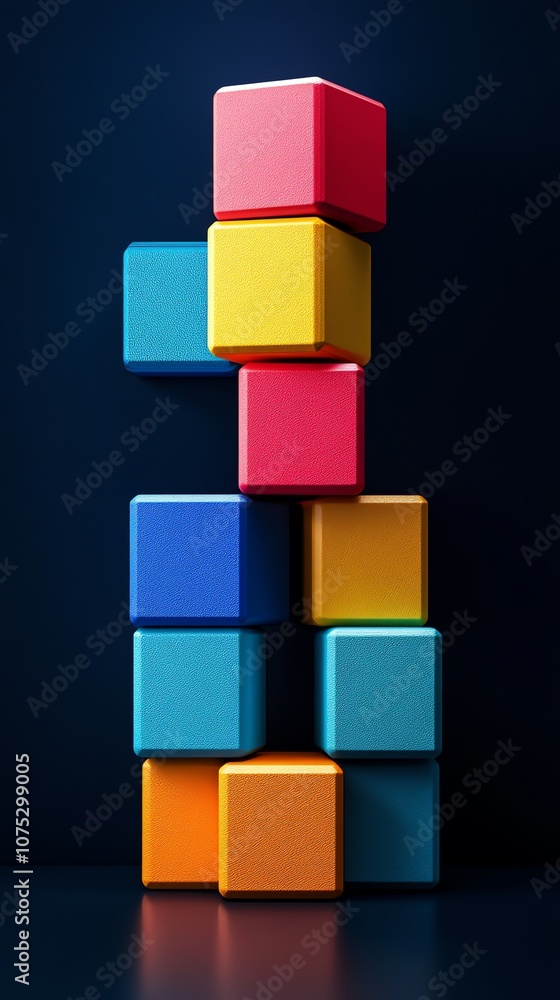 Poster A stack of colorful blocks against a dark background.