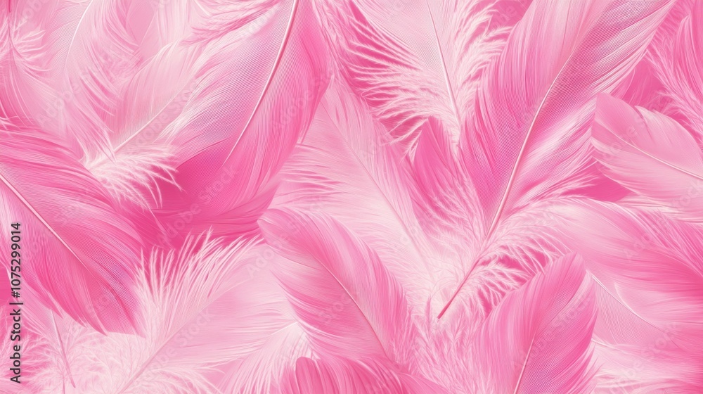 Aufkleber a vibrant display of soft pink feathers creating a dreamy and whimsical texture.