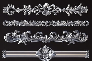 Highly detailed metal filigree with ornate patterns. Decorative art on the border of a piece. Vintage design elements.