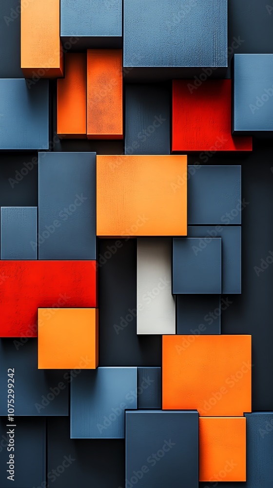 Poster Abstract background with various colors and textures of rectangles, squares, and cubes.