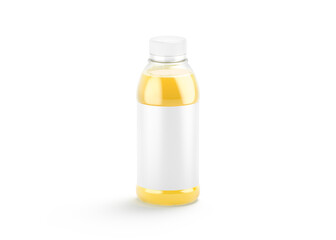 Blank 16 oz plastic pineapple juice bottle with white label mockup