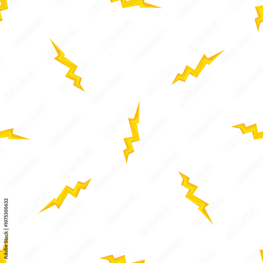 Poster yellow lightning bolts electrify a clean white backdrop in this dynamic seamless pattern, perfect fo