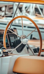 Obraz premium Explore the Elegance of Modern Yachting with a Luxury Boat Steering Interior
