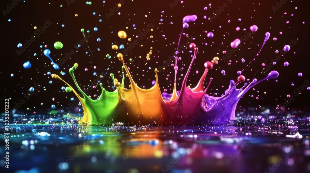 Poster vibrant splashes of color create a dynamic and energetic scene, evoking creativity and fun.