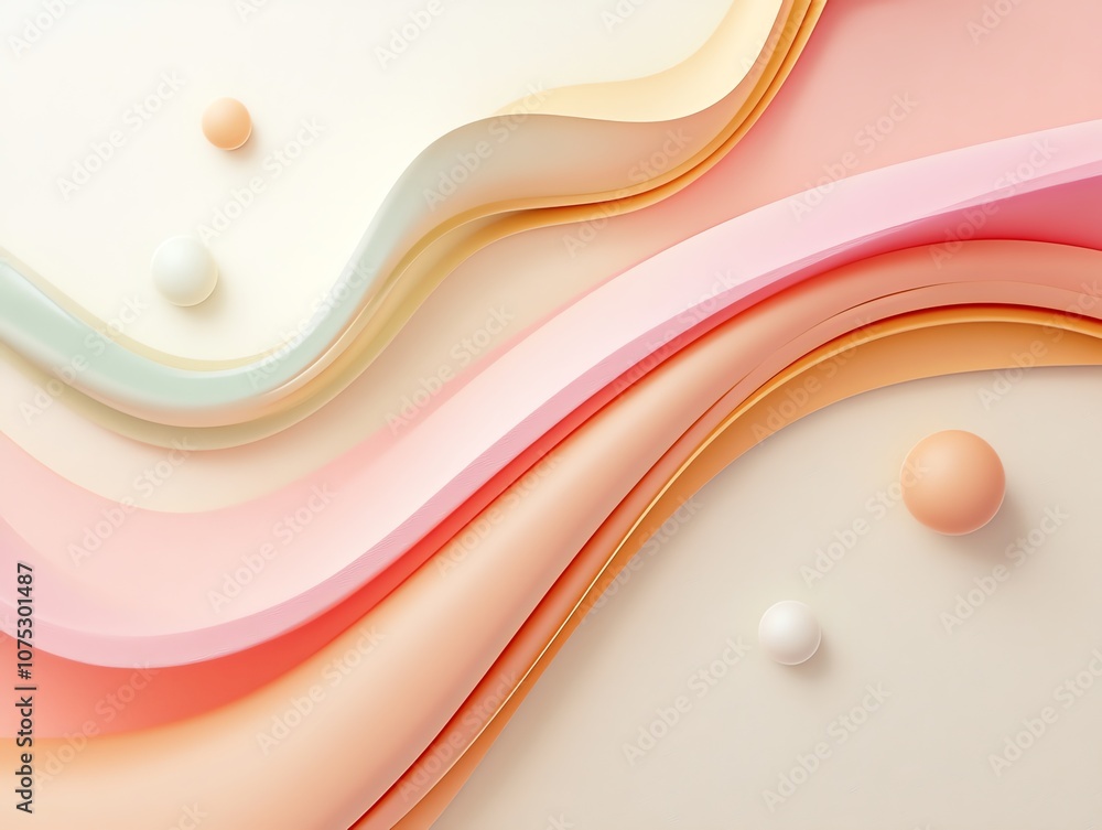 Poster Abstract background with pastel colors and soft 3D shapes.