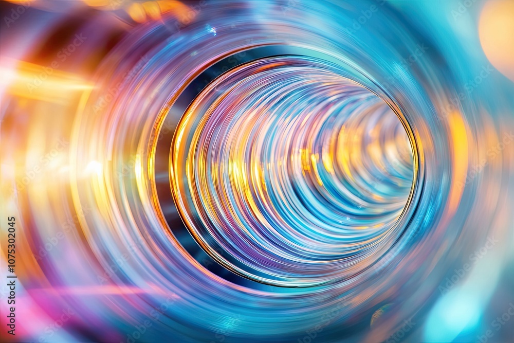 Poster visual representation of quantum tunneling with particles crossing a barrier in cool-toned light