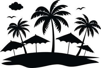 Beach Silhouette Vector 