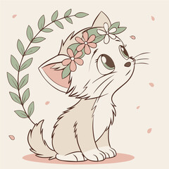 Obraz premium cat with a flower