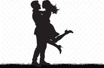 Obraz premium Silhouette of a couple of Vector