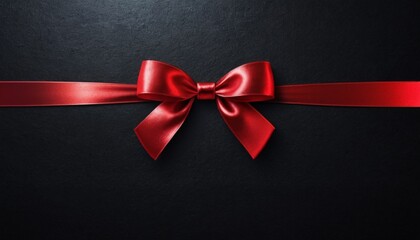 gift card wishes merry christmas background with red ribbon bow on black shiny vibrant color texture template with blank copy space