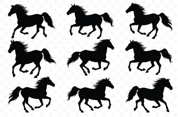 Set of Horse Silhouette vector