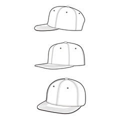 Snapback Cap Multiple Angles Illustration for Fashion Design Mockups

