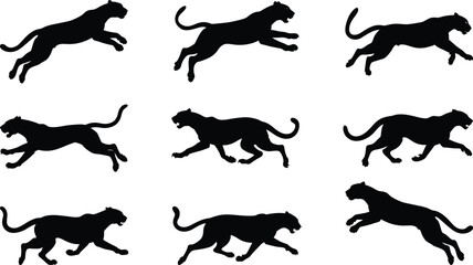 Running and Jumping cheetah silhouette 