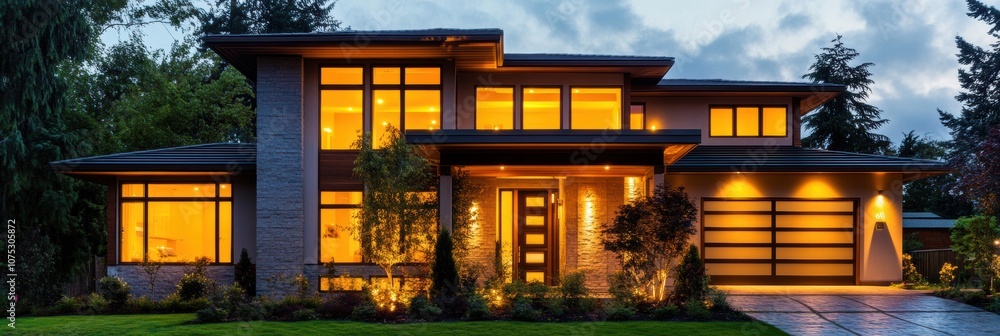 Aufkleber a contemporary home features bright alarm system lights on its windows and doors, creating a secure 