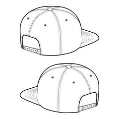 Detailed Baseball Cap Line Art Technical Template Set

