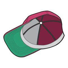 Inside View Snapback Cap Burgundy and Green Template for Fashion Design

