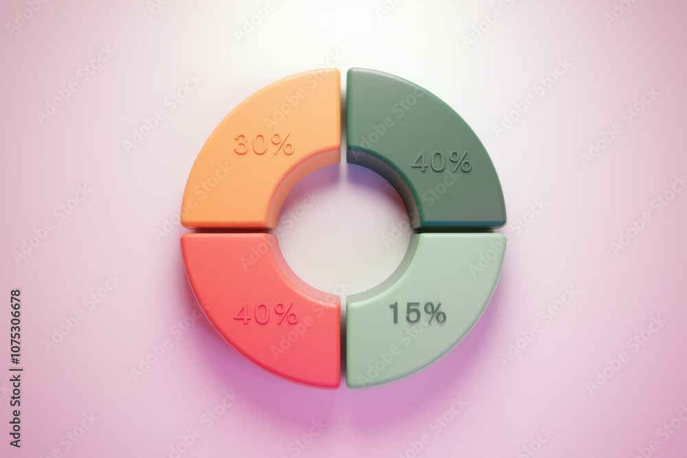 Aufkleber a colorful pie chart divided into four sections with percentages labeled.