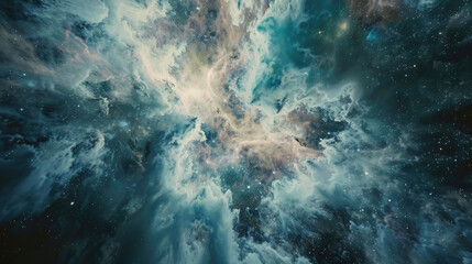 Fototapeta premium Stunning Cosmic Nebula with Vibrant Colors and Stars in Deep Space Captured in a Mesmerizing Astronomical Photograph