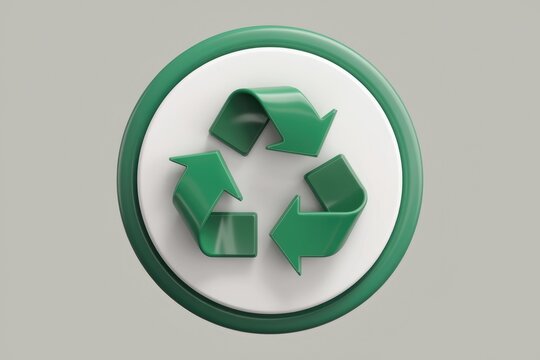 Green recycle symbol in a circular button