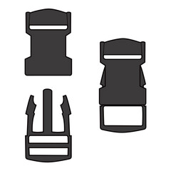 Plastic Buckle Black Variation 3D View Technical Template for Fashion Design

