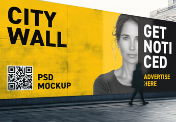 Big city wall advertising mockup, generative ai images