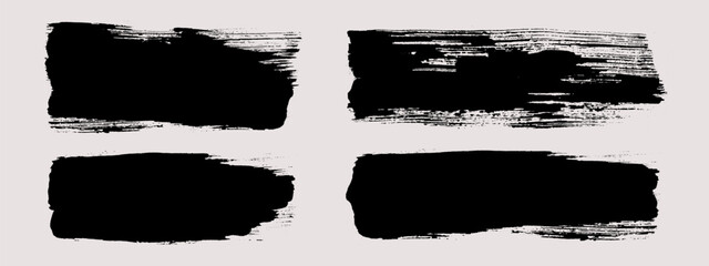 Brush strokes vector. Painted line and rectangle banner collection. Long and wide grunge background. Grain texture design elements