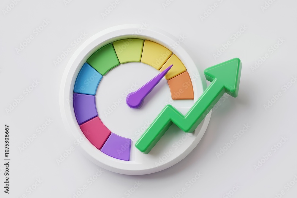 Aufkleber A colorful speedometer with an arrow pointing upwards  signifying growth and progress.