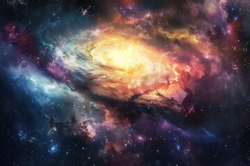 Fototapeta premium A Cosmic Nebula with a Bright, Glowing Core