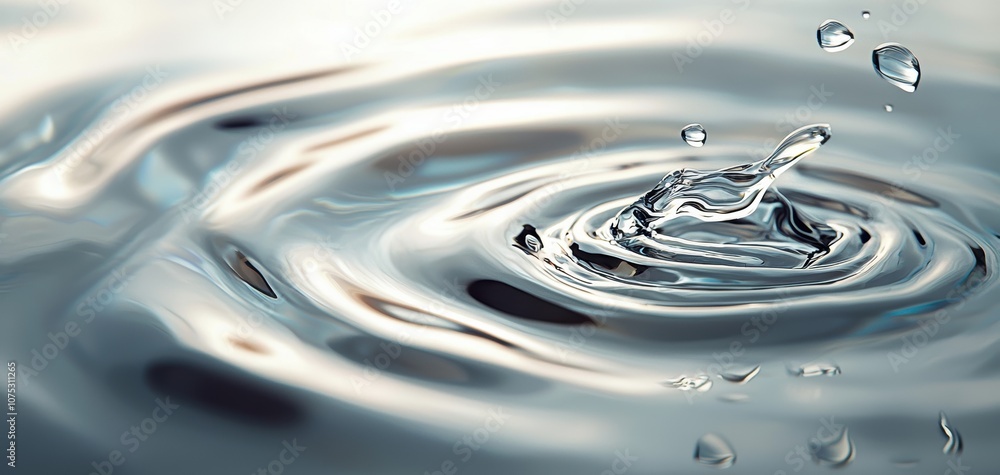 Poster A close-up view of water ripples, showcasing the gentle movement and reflections on the surface with droplets adding dynamic textures.