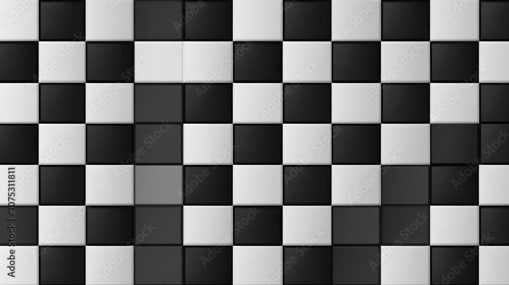 Poster geometric pattern featuring alternating black and white squares, creating a modern and stylish visua