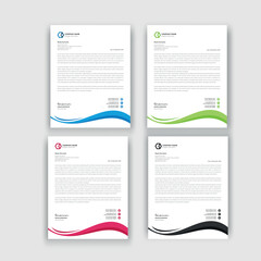 modern business letterhead template vector, blue, green, red, black color letterhead, pad