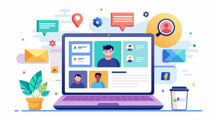 Colorful Illustration of Online Communication and Social Networking