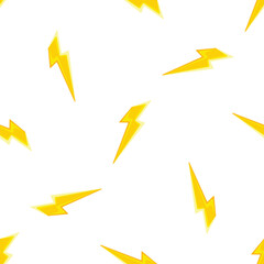 Fototapeta premium Bright yellow lightning bolts creating a dynamic and energetic seamless pattern on a clean white background