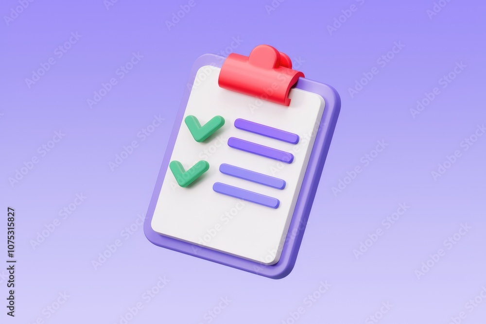 Aufkleber 3d rendered clipboard with checklist two items completed