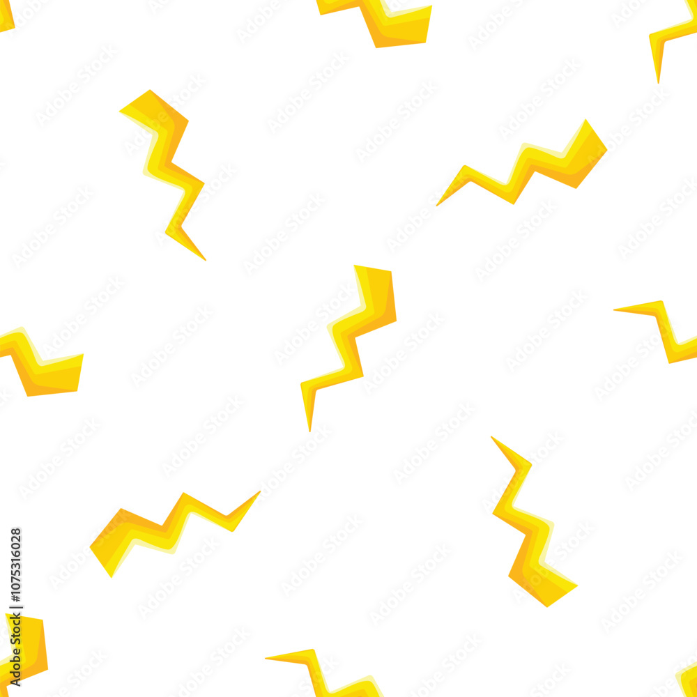 Aufkleber yellow lightning bolts creating a dynamic and energetic seamless pattern against a clean white backd