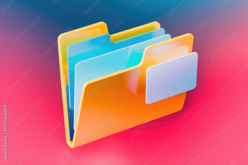 Aufkleber A colorful  3D illustration of a file folder with multiple tabs.