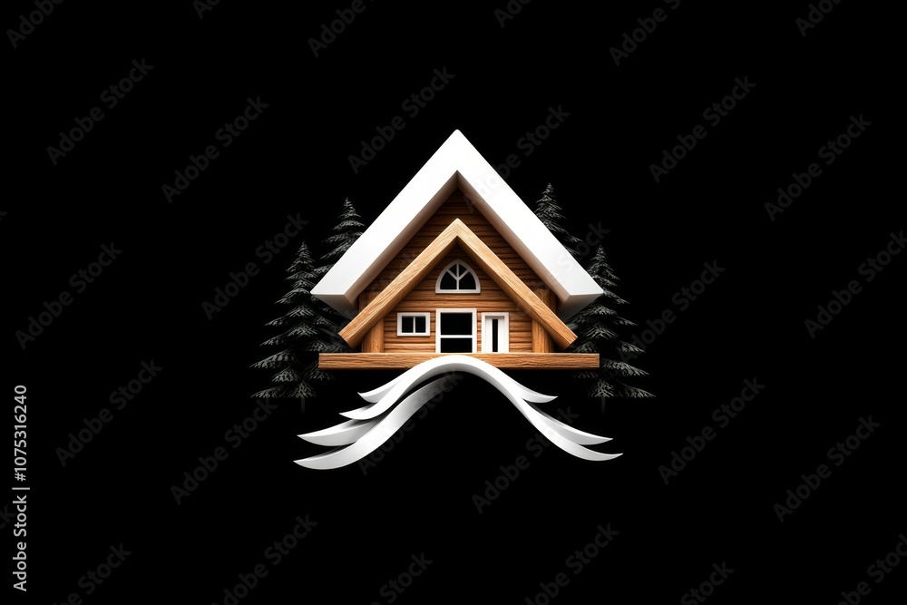 Poster a clean, simple icon of a house with a triangular roof and one window, representing home and shelter