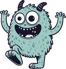 Fototapeta premium Friendly Monsters Color page, Big Eyes, Furry Friends, and Fun