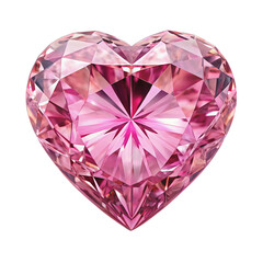 Pink heart shaped diamond isolated on transparent background. AI Generative