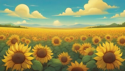Fototapeta premium Sunflowers blooming abundantly in the fields
