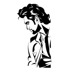 handsome young man, black and white background, minimalism, style, brutal and strong