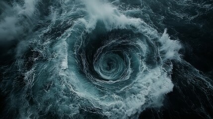 Aerial View of a Whirlwind in the Ocean