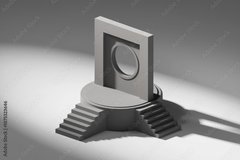 Poster A 3D rendering of a simple geometric structure with a circular opening.