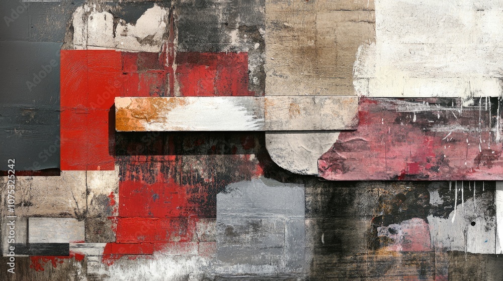 Aufkleber Abstract mixed media artwork combining various textures and colors to create a visually striking composition
