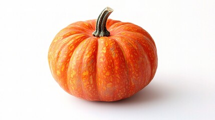 Obraz premium Isolated Orange Pumpkin on White Background Perfect for Halloween Decorations and Fall-Themed Projects, Ideal for Stock Photo Use in Various Designs and Crafts