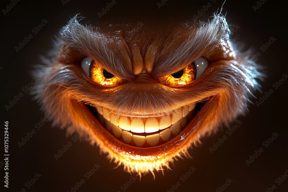 Poster detailed hyper-realistic image of laughing eyes and a beaming face, showing genuine happiness and wa