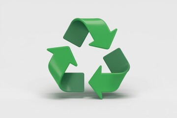 Obraz premium A green 3D recycle symbol with arrows pointing in a circular motion.