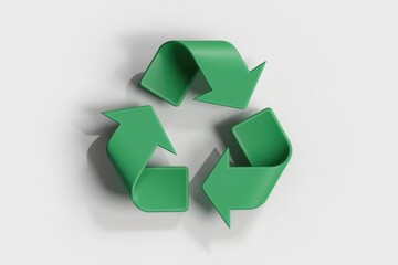 Green recycle symbol on white background