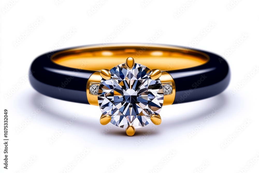 Poster minimalist icon of a ring with a diamond, in simple lines and monochromatic colors on a white backgr